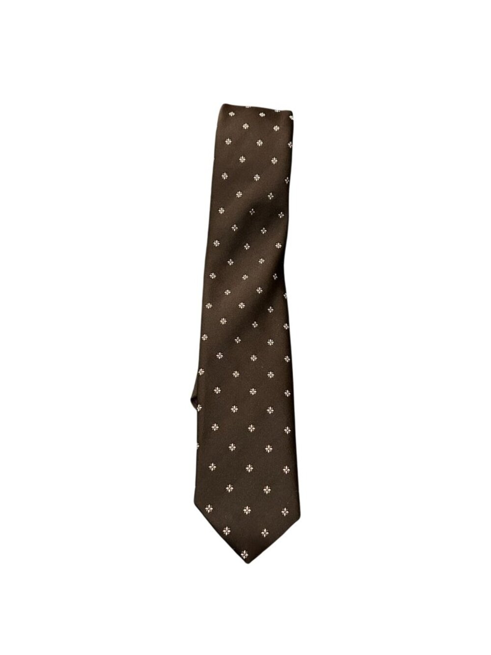 Kaufmanns Mens Brown Floral Polka Dot Silk Tie Retro Statement Style